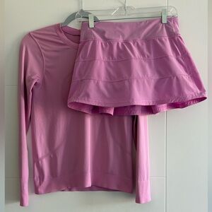 TWO items lululemon athletica Women's Pink Long Sleeve Top and skirt